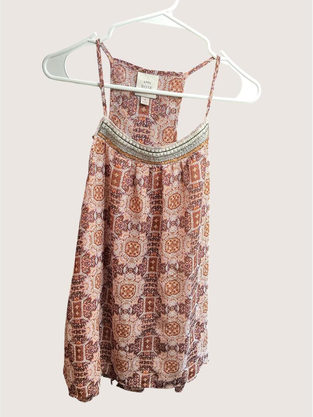 Knox Rose Boho Geometric Lined Front Top Size Medium